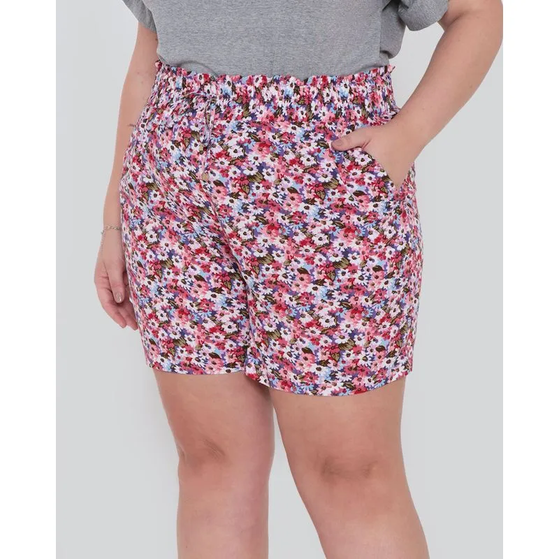 Short Plus Size Viscose Floral Rosa G3