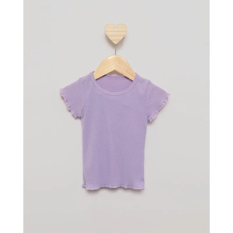 Blusa Bebê Canelada Manga Curta Lilás UN