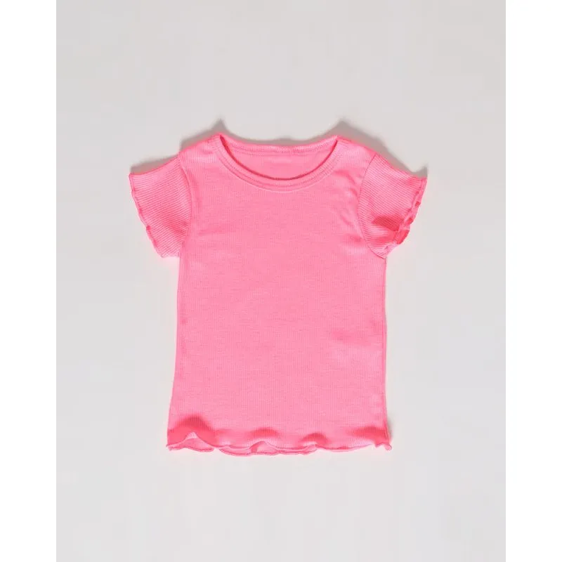 Blusa Bebê Canelada Neon Rosa 2