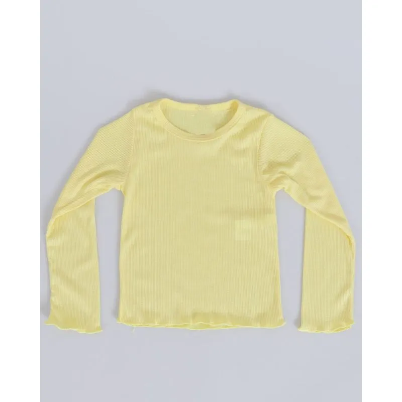 Blusa Bebê Canelada Manga Longa Amarela 3