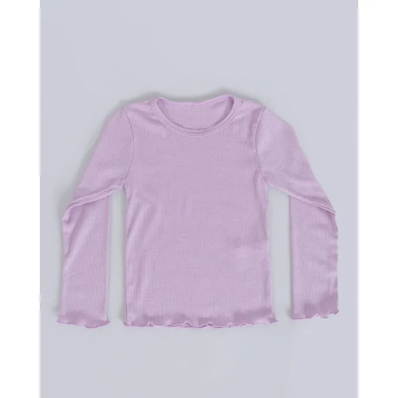 Blusa Bebê Manga Longa Canelada Lilás Claro 1