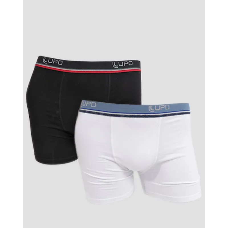 Kit 2 Cuecas Masculina Boxer Lupo Branca e Preta M