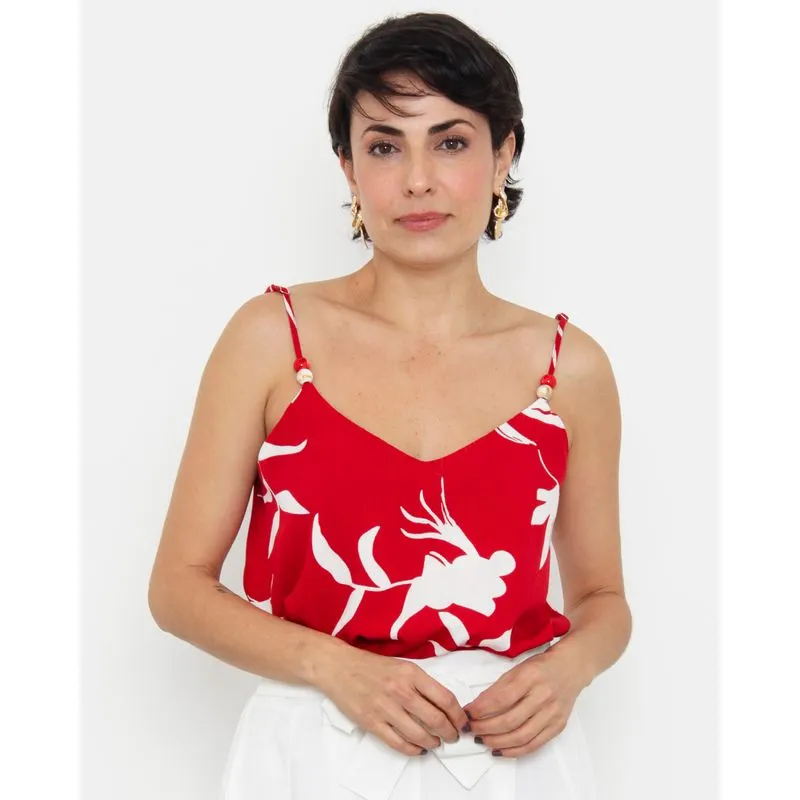 Blusa Feminina Alcinha Miçanga Vermelha G