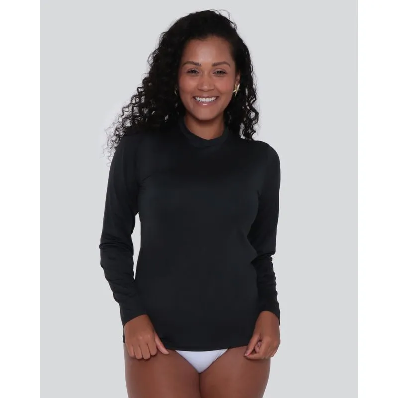 Blusa Praia Feminina Manga Longa Proteção UV Preta G