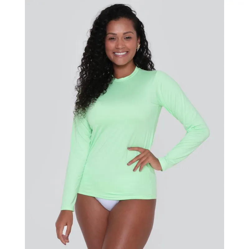 Blusa Praia Feminina Manga Longa Proteção UV Verde Neon GG