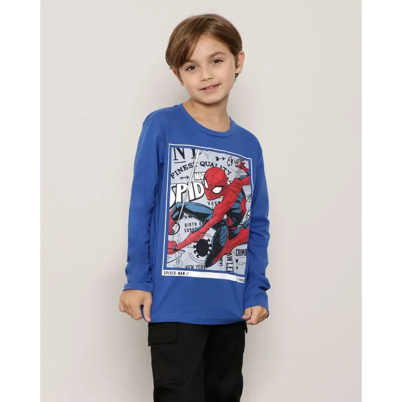 Camiseta Infantil Homem Aranha Marvel Azul 4