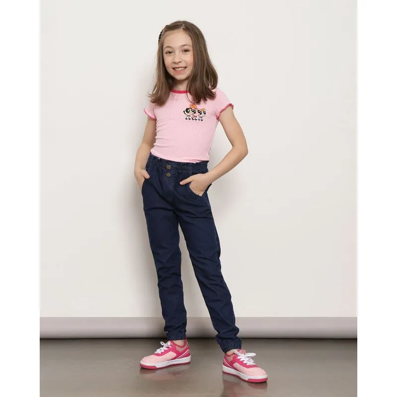 Calça Jeans Infantil Jogger Azul 4