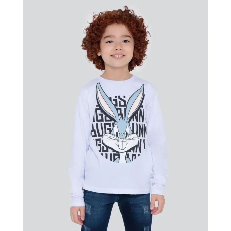 Camiseta Infantil Perna Longa Looney Tunes Branca 6