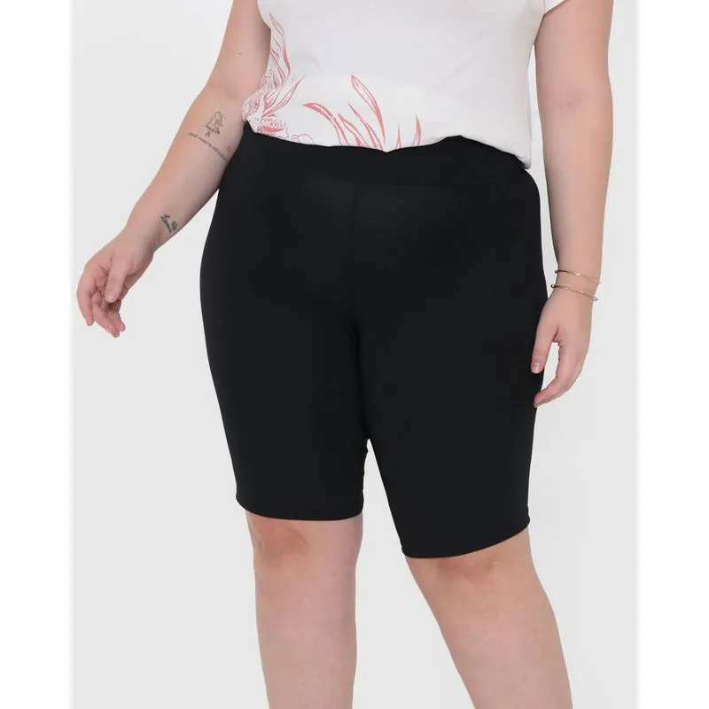 Bermuda Feminina Plus Size Canelada Preta G3