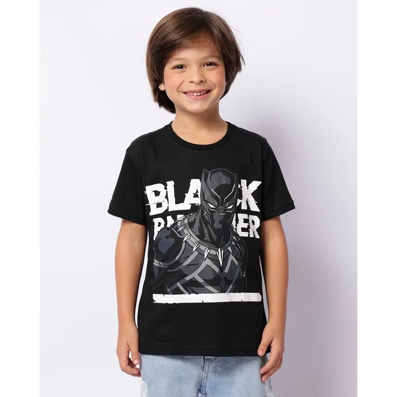 Camiseta Infantil Marvel Pantera Negra Manga Curta Preta 6