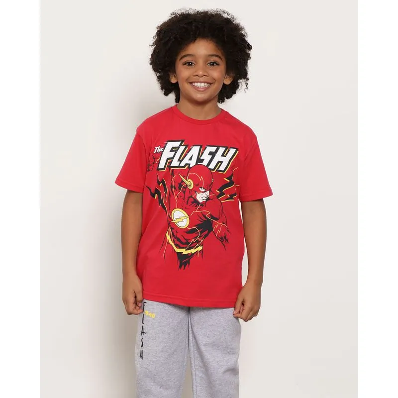 Camiseta Infantil Estampa Flash Liga da Justiça Vermelha 4