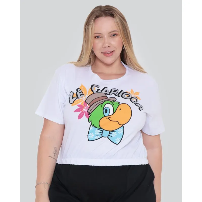 Blusa Cropped Plus Size Zé Carioca Disney Branca G2