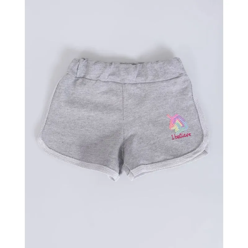 Short Bebê Boxer Moletinho Unicórnio Paetês Cinza 1