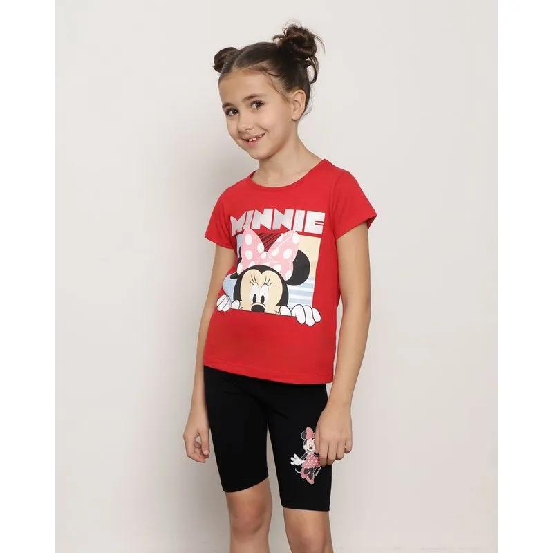 Blusa Infantil Manga Curta Disney Estampa Minnie Vermelha 8