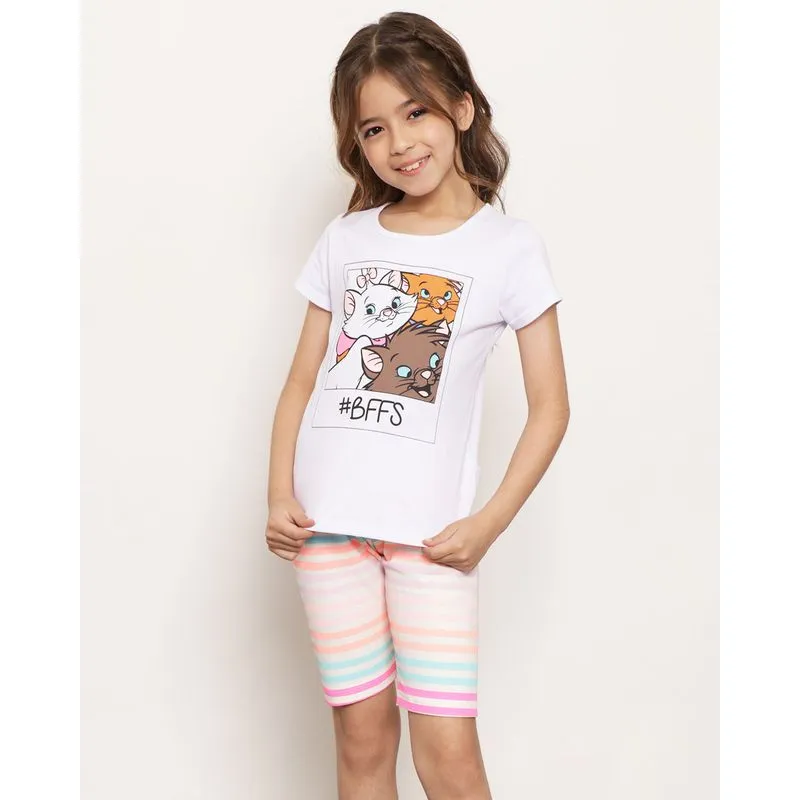 Blusa Infantil Disney Estampa Gata Marie Branca 4