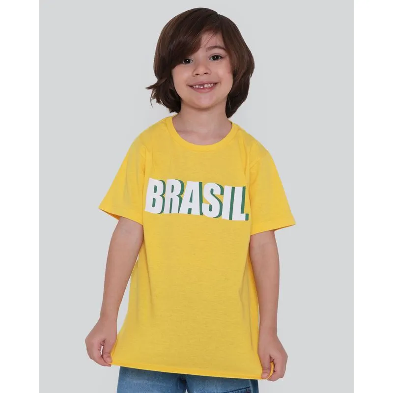 Camiseta Infantil Estampa Brasil Amarela 4