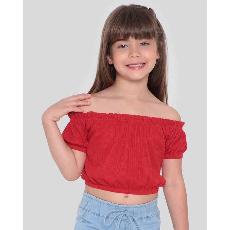 Blusa Infantil Cropped Ciganinha Vermelha 8