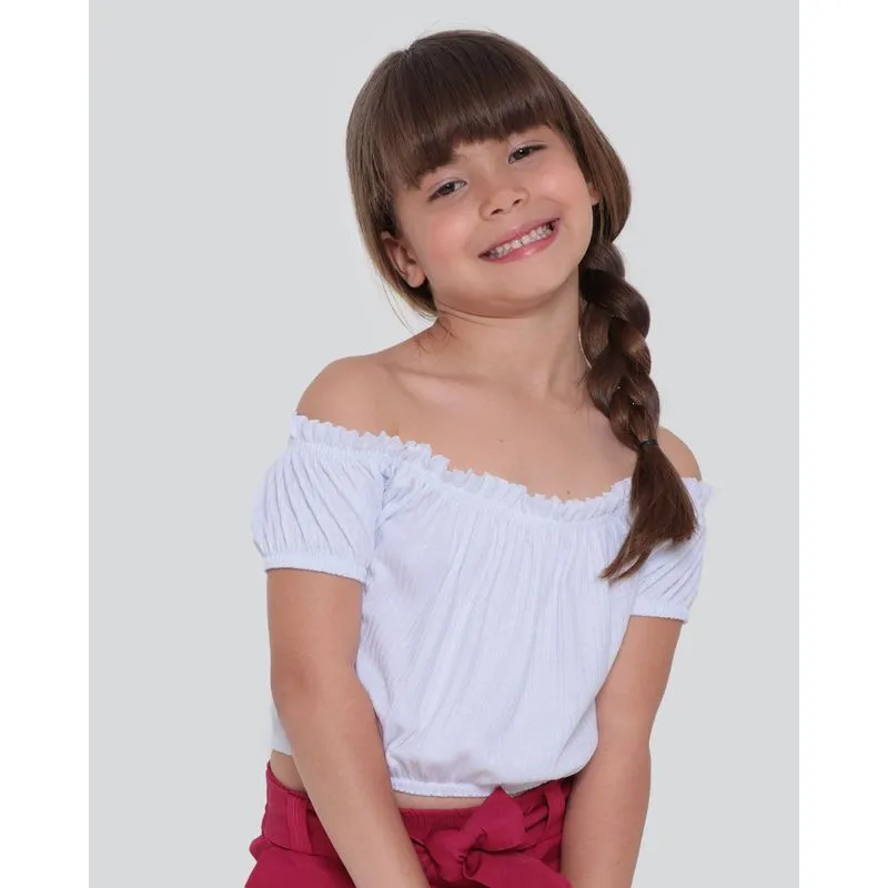 Blusa Infantil Cropped Ciganinha Branca 6
