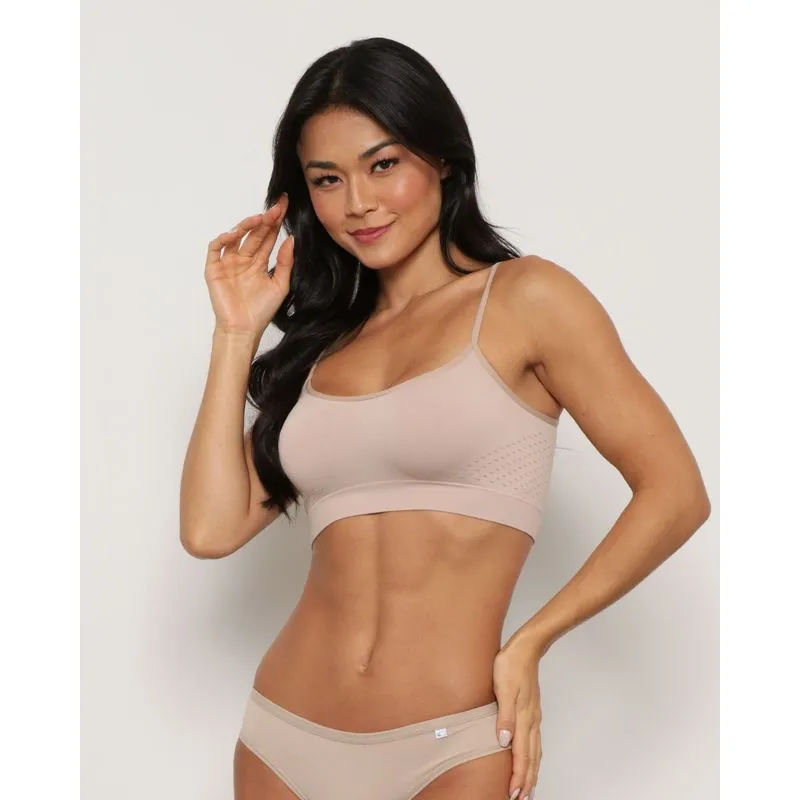 Sutiã Top Feminino Alcinha Sem Bojo Bege G