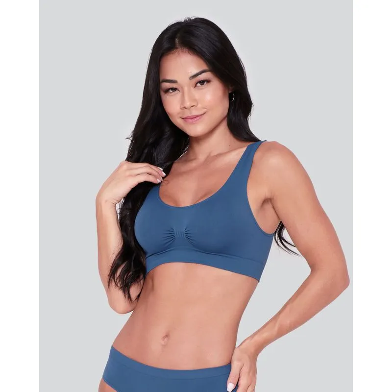 Sutiã Top Feminino Sem Costura Azul Marinho M