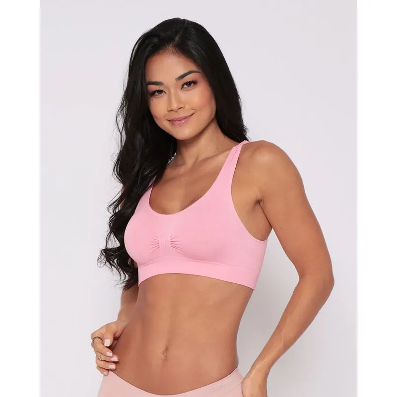 Sutiã Top Feminino Sem Costura Rosa M