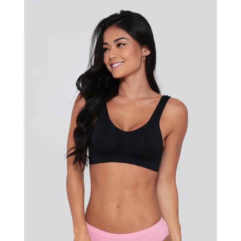 Sutiã Top Feminino Sem Costura Preto M