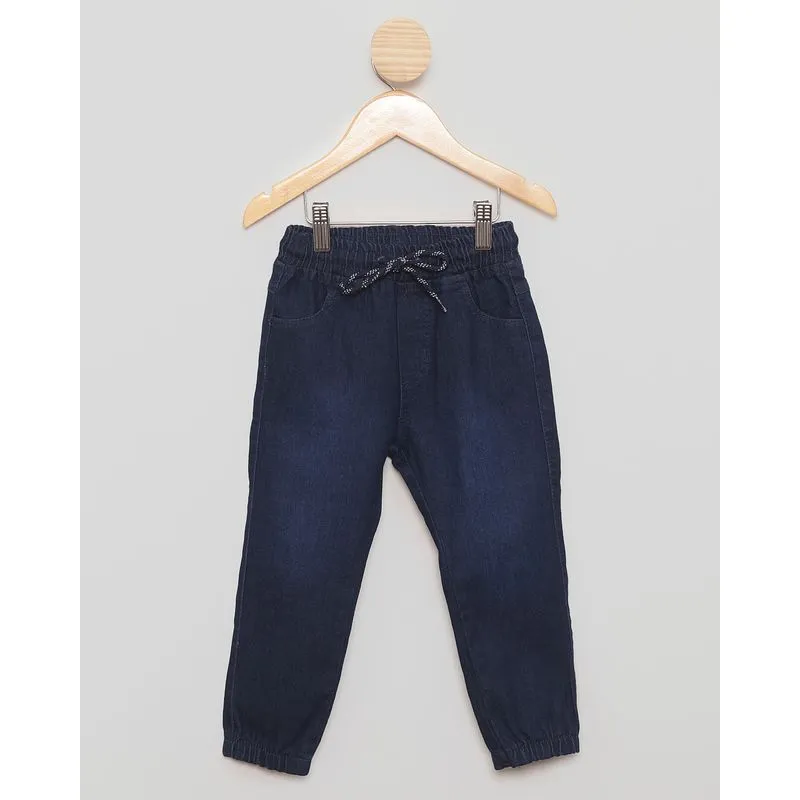 Calça Jeans Bebê Cordão Jogger Azul 3