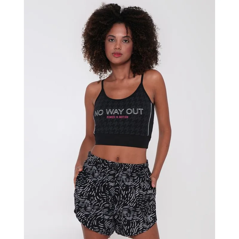 Top Fitness Alcinha Estampa No Way Out Preto P