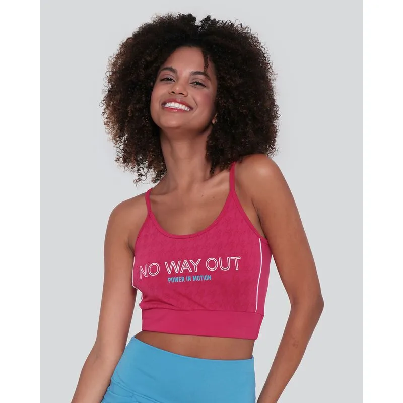 Top Fitness Alcinha Estampa No Way Out Rosa Escuro G