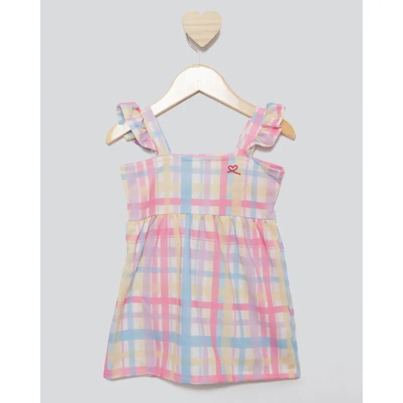 Vestido Bebê Alcinha com Babado Quadriculado Sortido 1