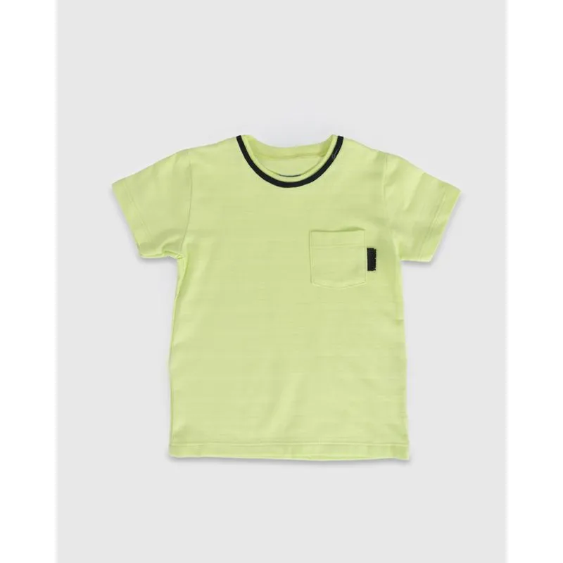 Camiseta Bebê Maquinetada Bolso Verde Neon 3