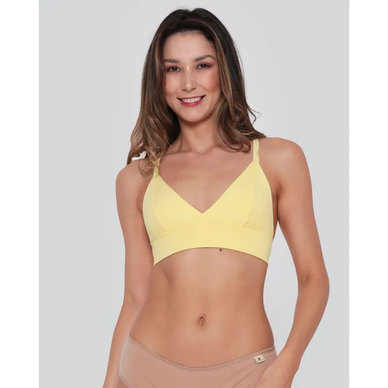 Sutiã Top Alcinhas Cruzadas Sem Bojo Amarelo 46