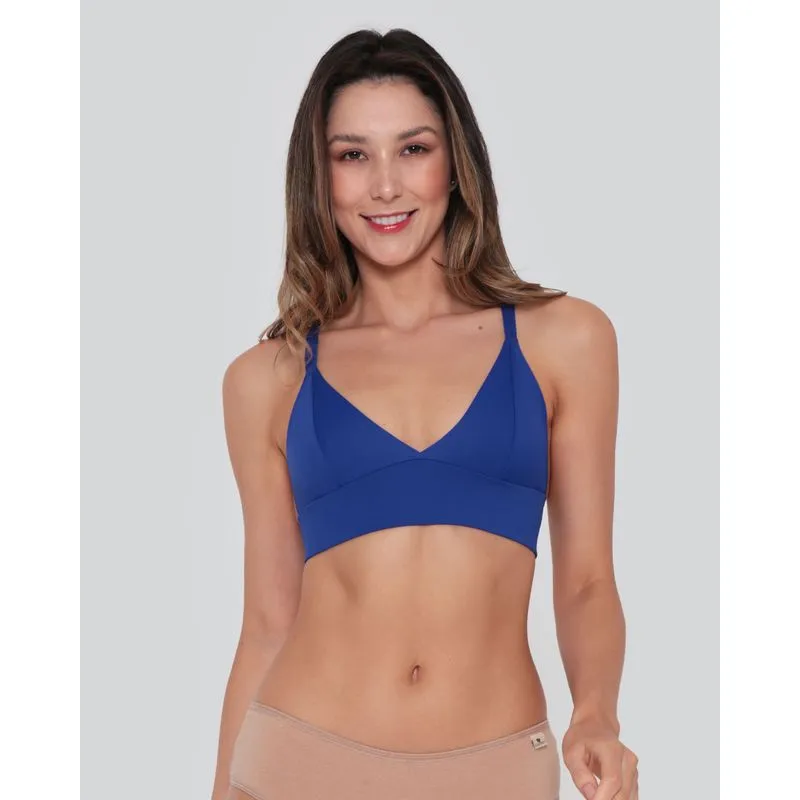 Sutiã Top Alcinhas Cruzadas Sem Bojo Azul 44
