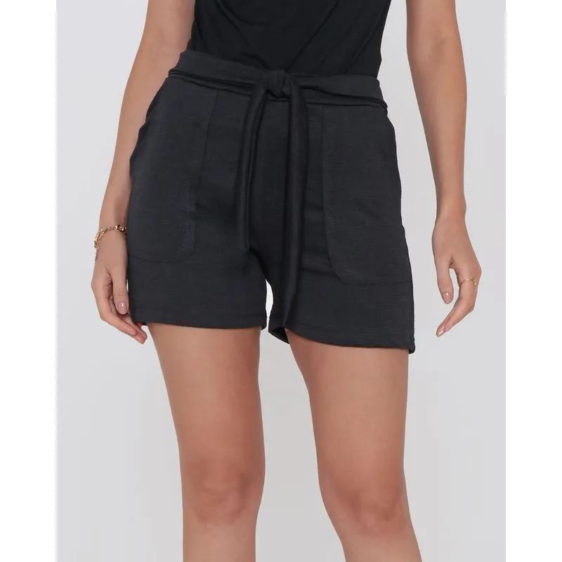 Short Feminino Tira Amarração Preto M
