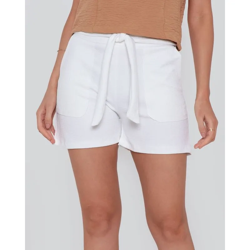 Short Feminino Tira Amarração Branco M