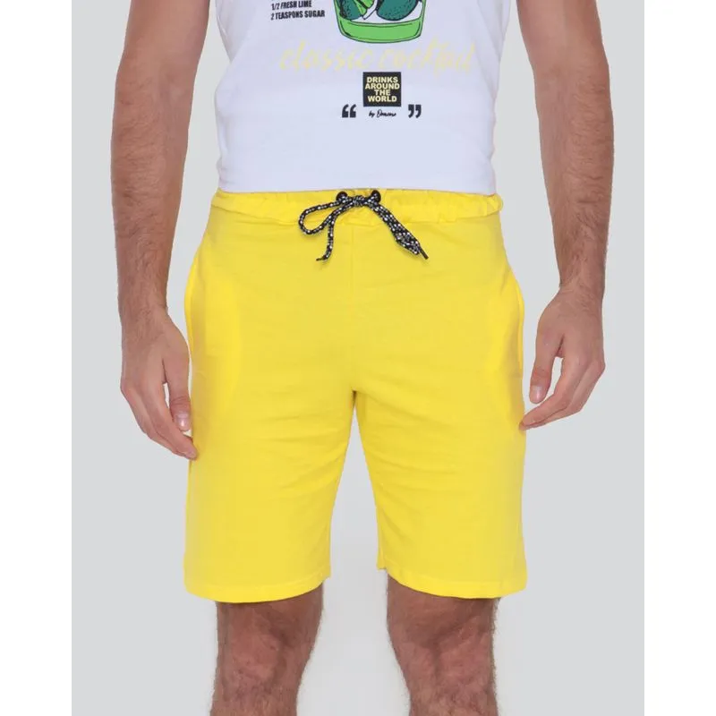 Bermuda Moletinho Masculina Bolsos Amarela GG