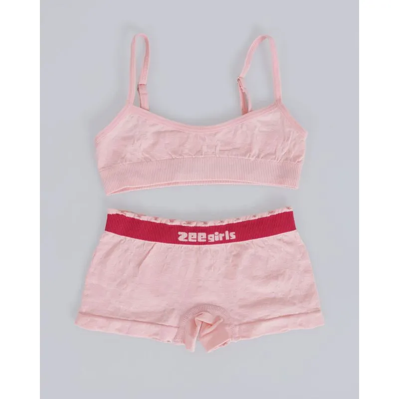 Conjunto Lingerie Juvenil Floral Rosa Claro G