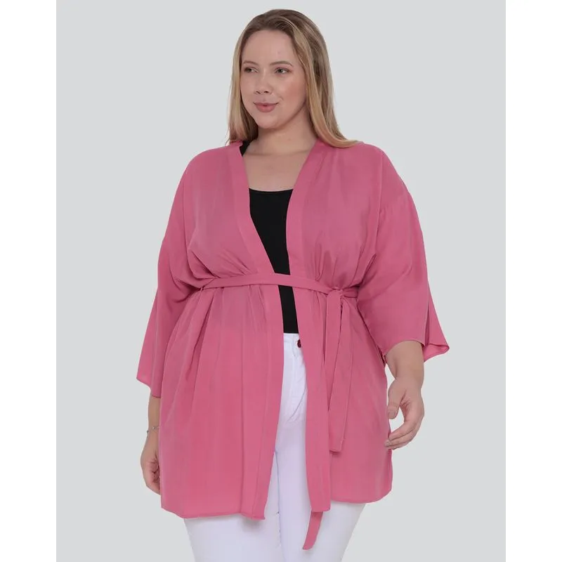 Kimono Plus Size Feminino Rosa G2