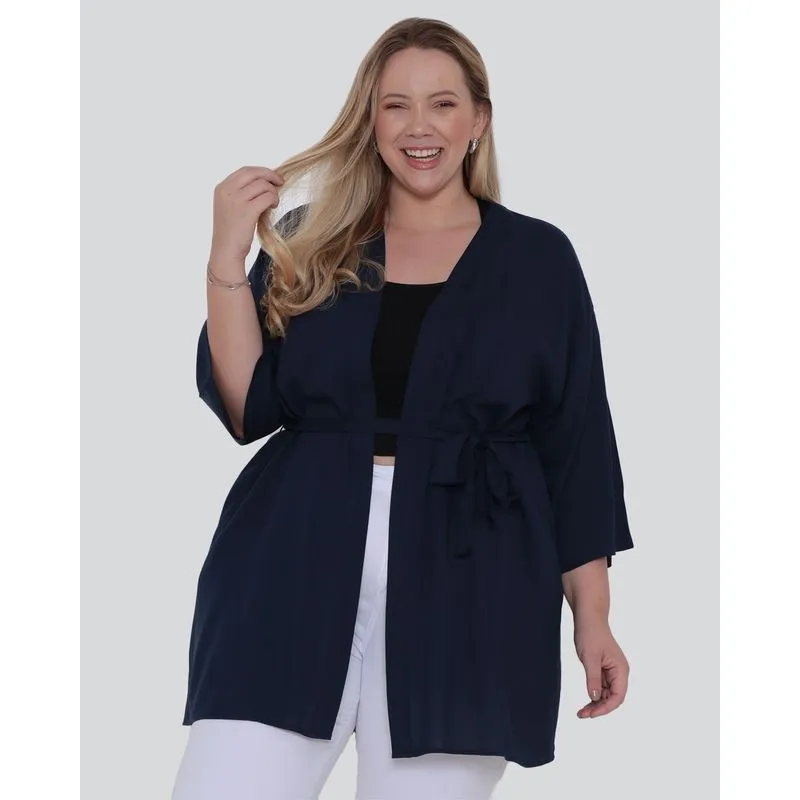 Kimono Plus Size Feminino Marinho G2