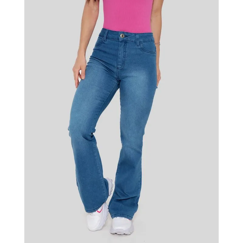 Calça Jeans Feminina Vizzy Flare Cintura Alta Azul 40