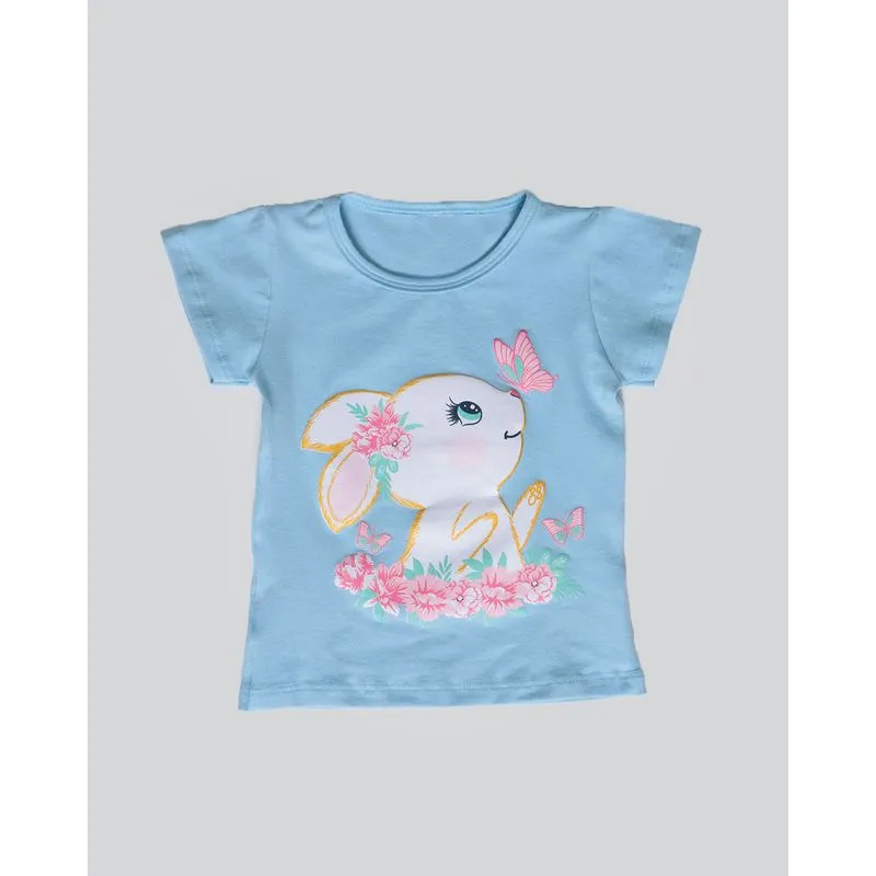 Blusa Bebê Estampa Coelho Azul Claro 1
