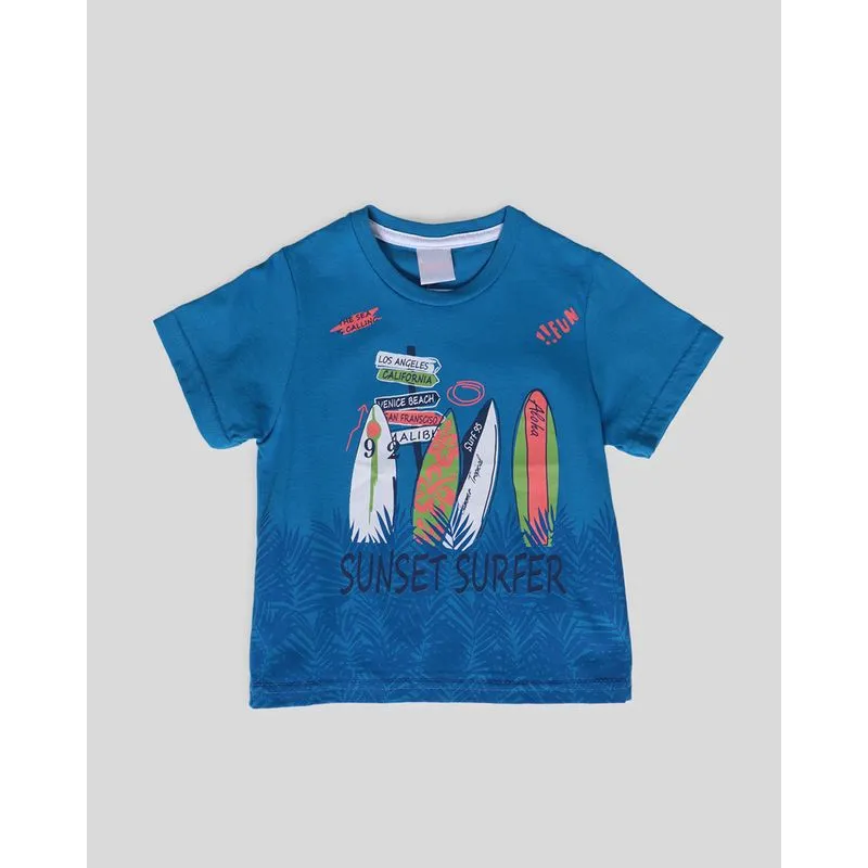 Camiseta Bebê Estampa Surf Azul Médio 2