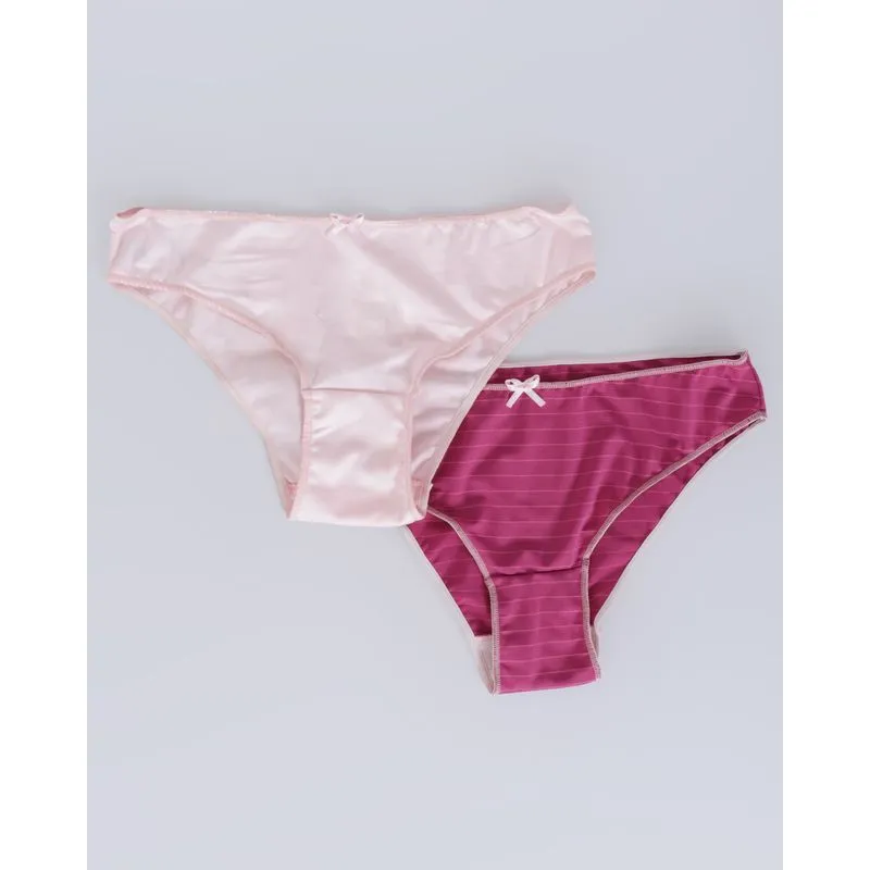 Kit 2 Calcinhas Biquíni Estampa Rosa GG