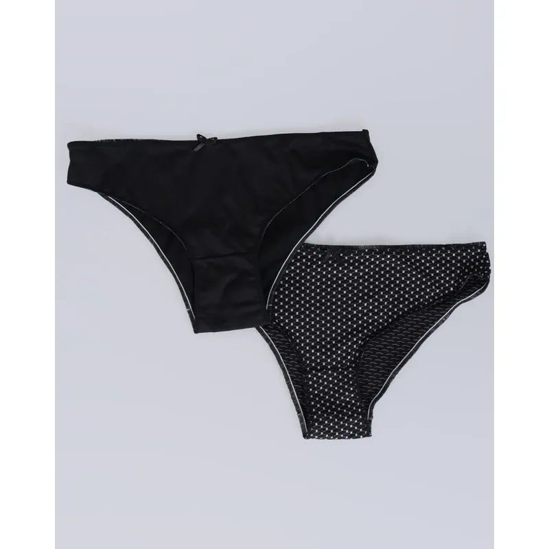 Kit 2 Calcinhas Biquíni Estampa Preto G