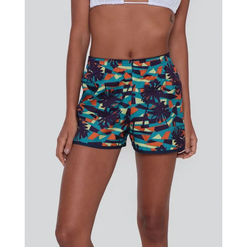 Short Feminino Praia Estampa Geométrica Azul Marinho P