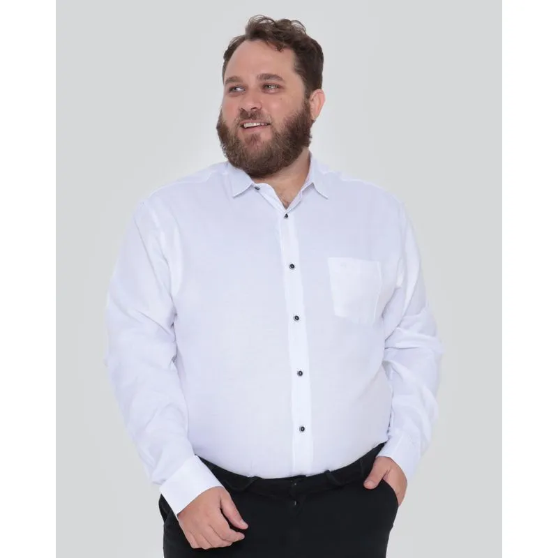 Camisa Plus Size Masculina Branca 6