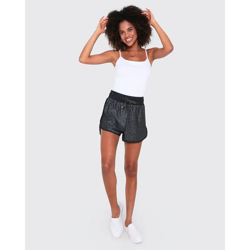 Short Feminino Lurex Boxer Preto GG
