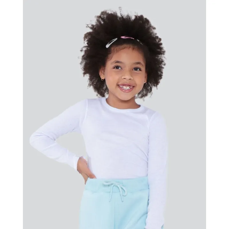 Blusa Infantil Manga Longa Canelada Frufru Branca 4