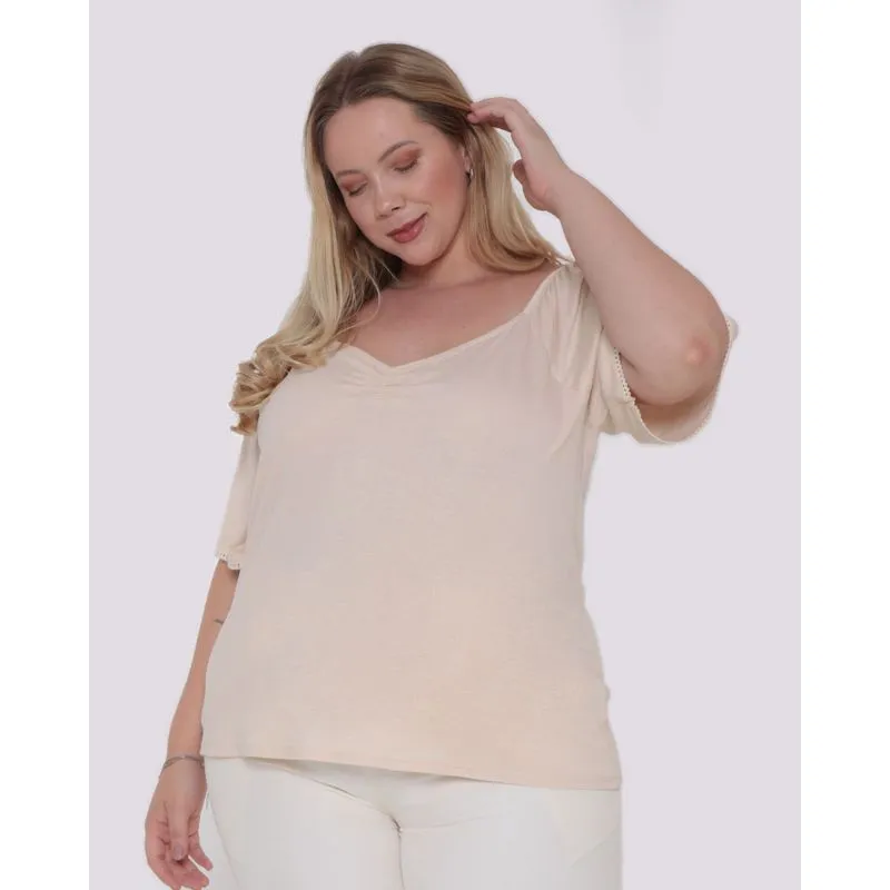 Blusa Plus Size Feminina Bege Claro G3