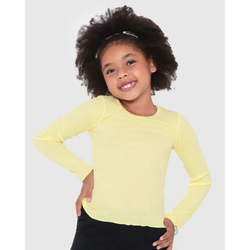 Blusa Infantil Canelada Manga Longa Amarela 4